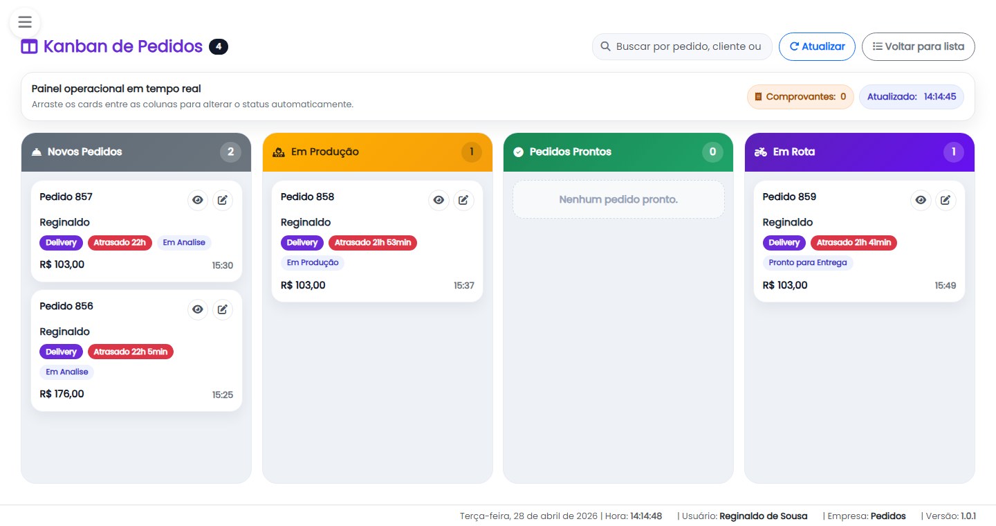 Kanban de pedidos do Ilustra Food